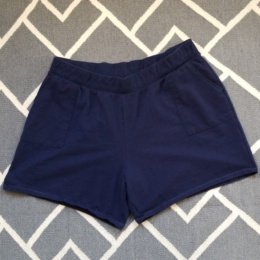 JMS Navy Elastic Waist Knit Shorts, Size 3X
